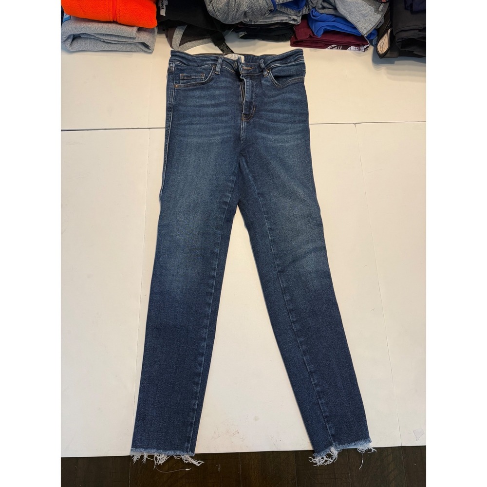 Free People We The Free Skinny Jeans Dark Wash Raw Hem High Rise Size 28